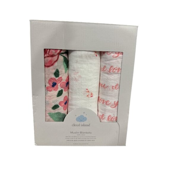 CLOUD ISLAND Muslin Pink Blankets 100% Cotton 3 blankets - Picture 2 of 5